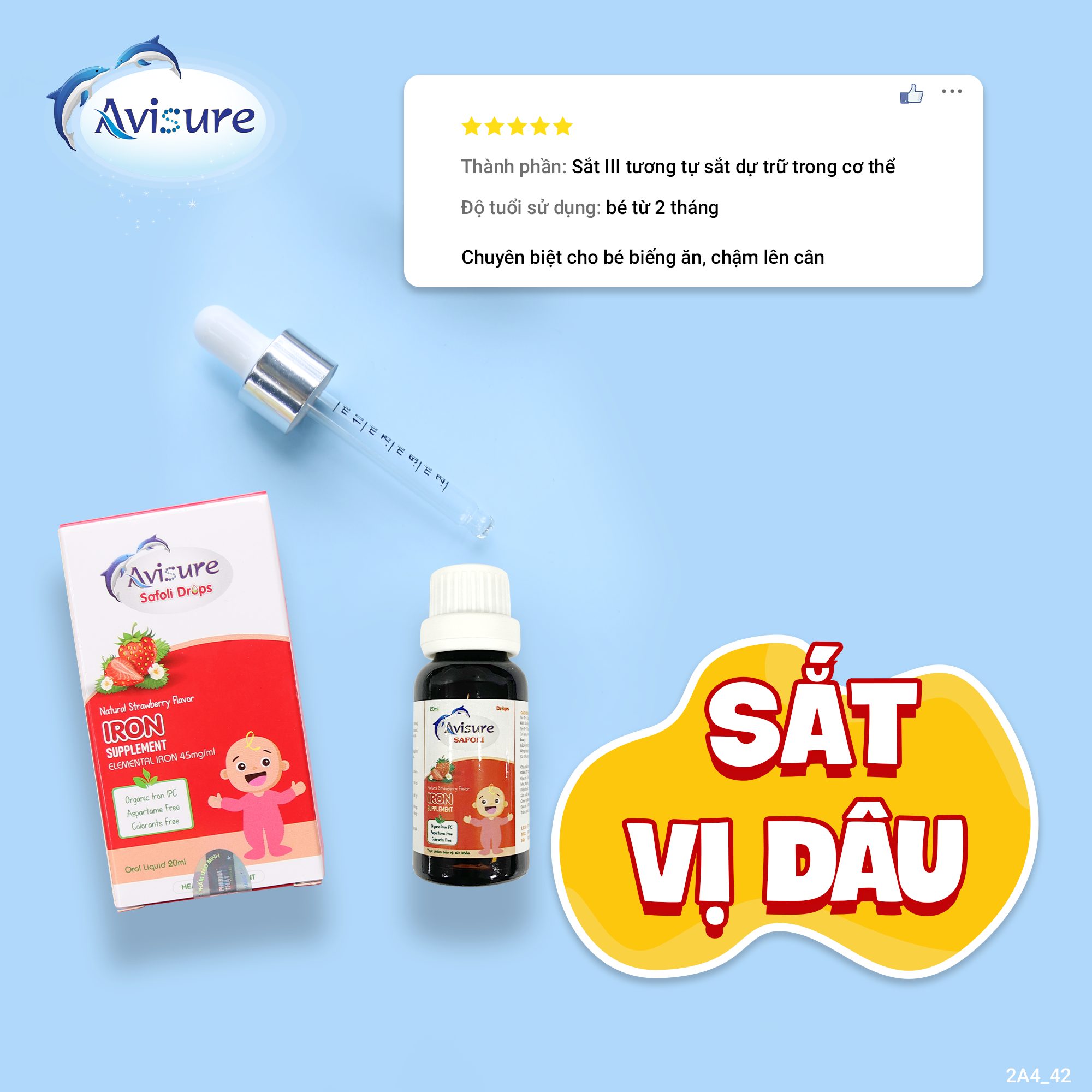 Sắt hữu cơ avisure safoli drops - bổ sung sắt cho bé