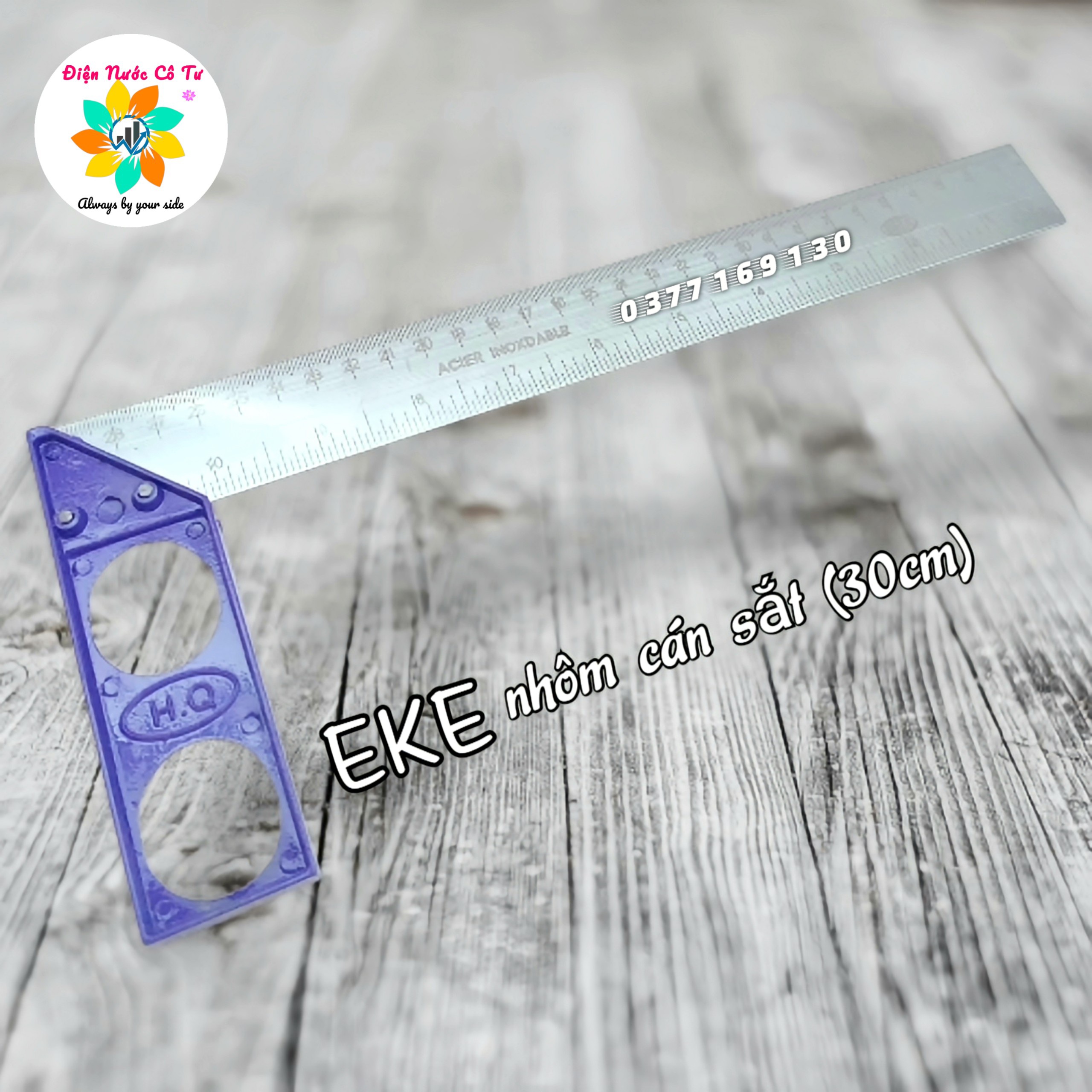 Thước ke góc vuông cán nhôm loại tốt 30cm - Thước góc nhôm cán sắt 30cm
