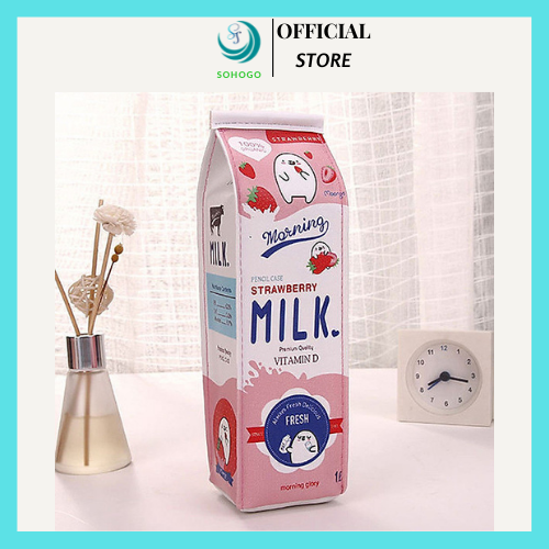 [HÀNG CÓ SẴN]-Hộp đựng bút hình hộp sữa MILK 3 màu, chọn màu tùy ý