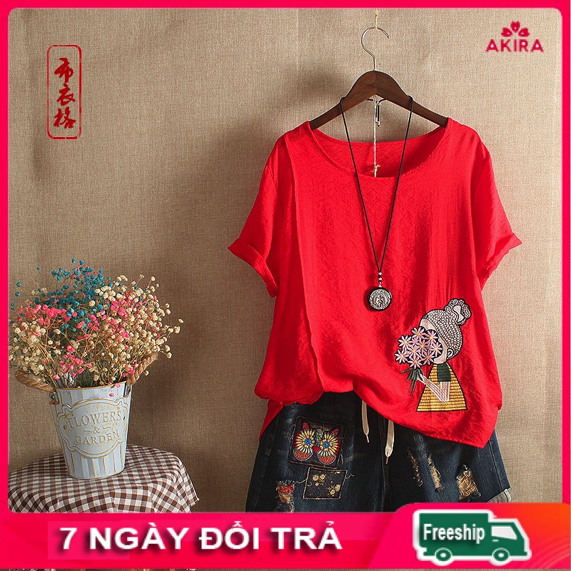 Áo kiểu nữ dáng suông form rộng đẹp cá tính - Áo kiểu nữ bigsize cao cấp đẹp Akira Store