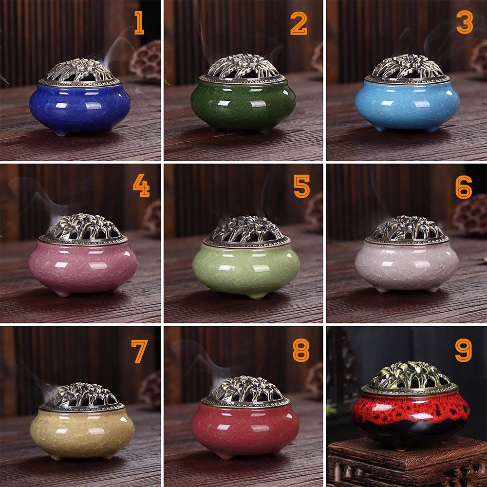 Lư Đốt Trầm Hương Lư xông trầm hương gốm sứ cao cấp Đỉnh đốt nhang