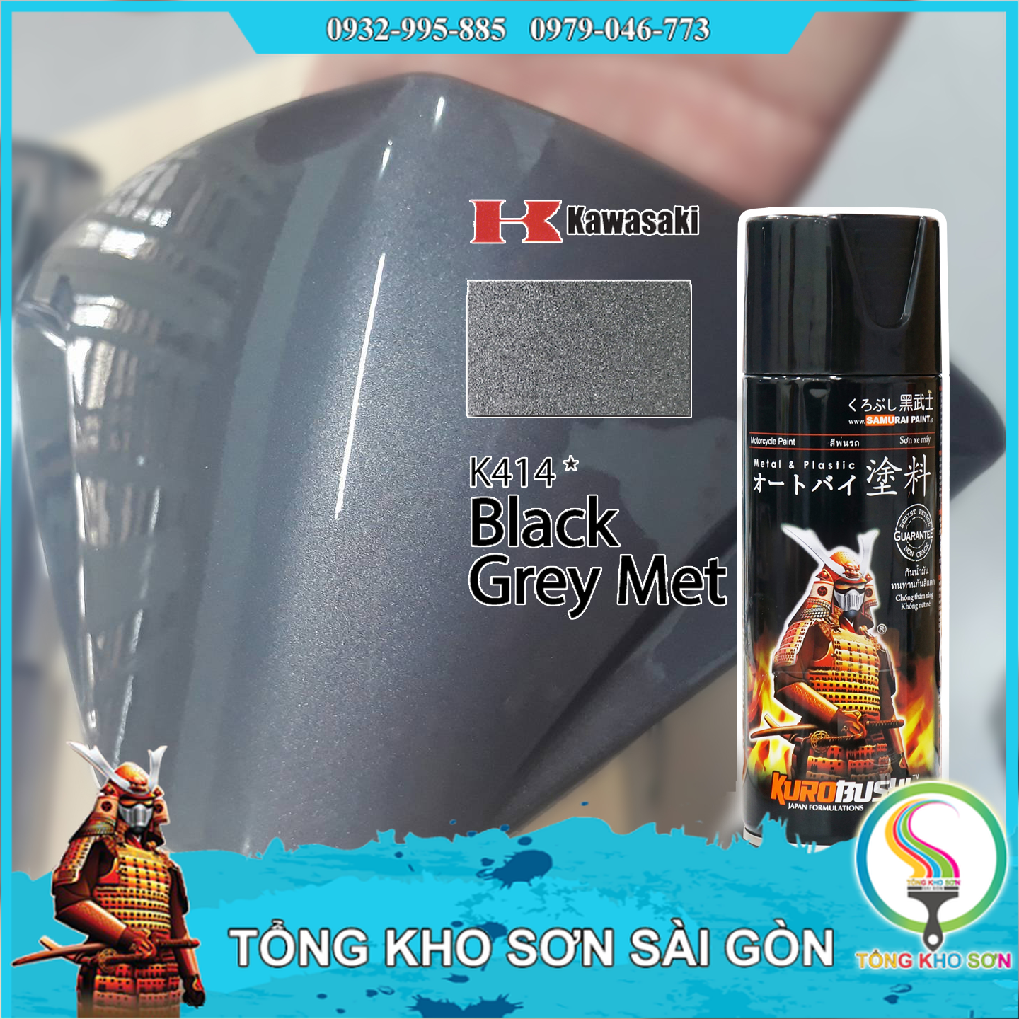 Chai sơn xịt Samurai màu xám tối K414