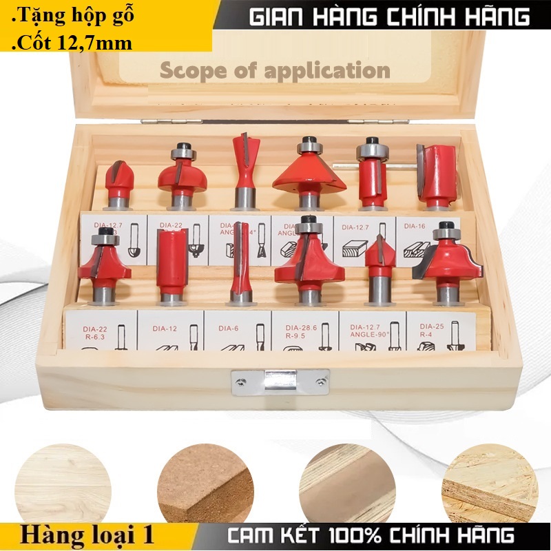 Mũi soi gỗ 12 chi tiết cốt 12,7mm