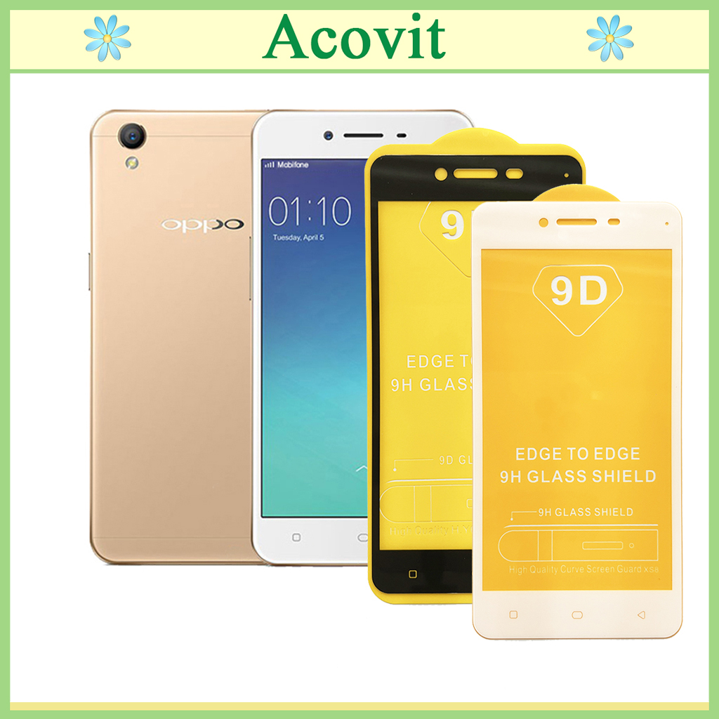 " Kính cường lực 9D OPPO A37 " _ FULL Màn Hình _ Độ Cứng 9H _ Anh thật Sản Phẩm _ ( Tặng kèm bộ giấy lau Màn hình) Acovit"