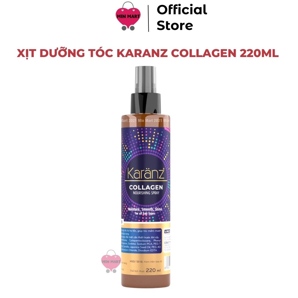 Xịt Dưỡng Tóc Karanz Collagen 220ML Nourishing Spray Dưỡng Tóc Mềm Mượt