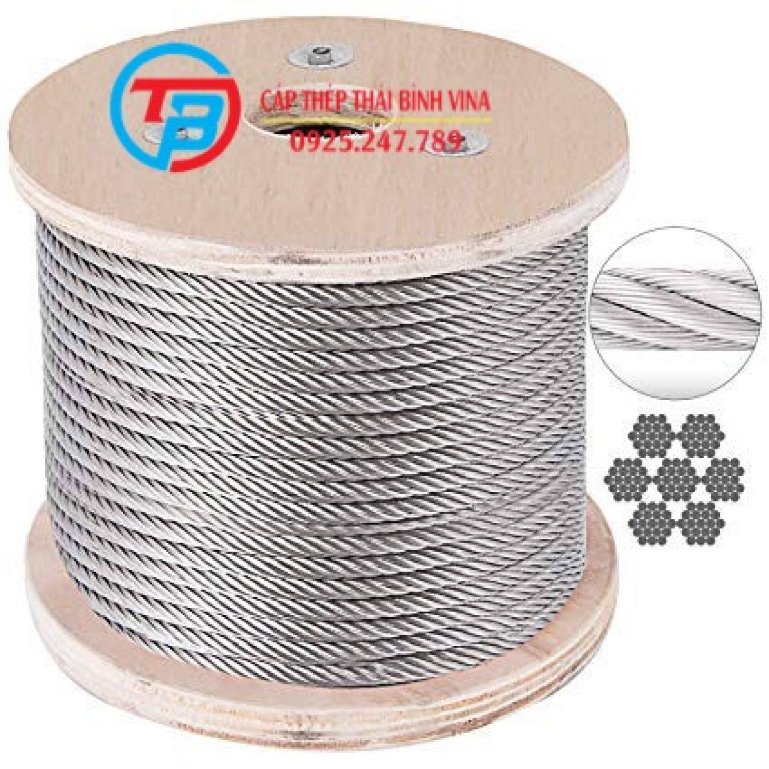 Cáp inox 304 1,5mm dài 15 mét làm dàn phơi thông minh, dây phơi quần áo CÁP THÉP THÁI BÌNH VINA