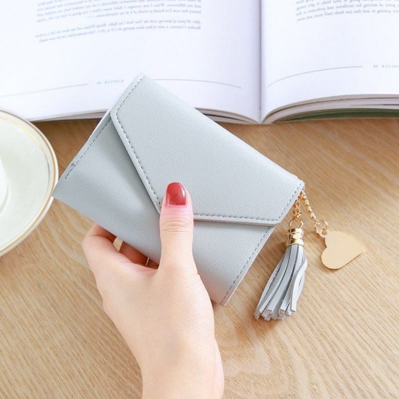 Ví nữ mini ngắn cầm tay tua rua phối trái tim da PU mềm mại xinh xắn giá rẻ VG28 bs2417