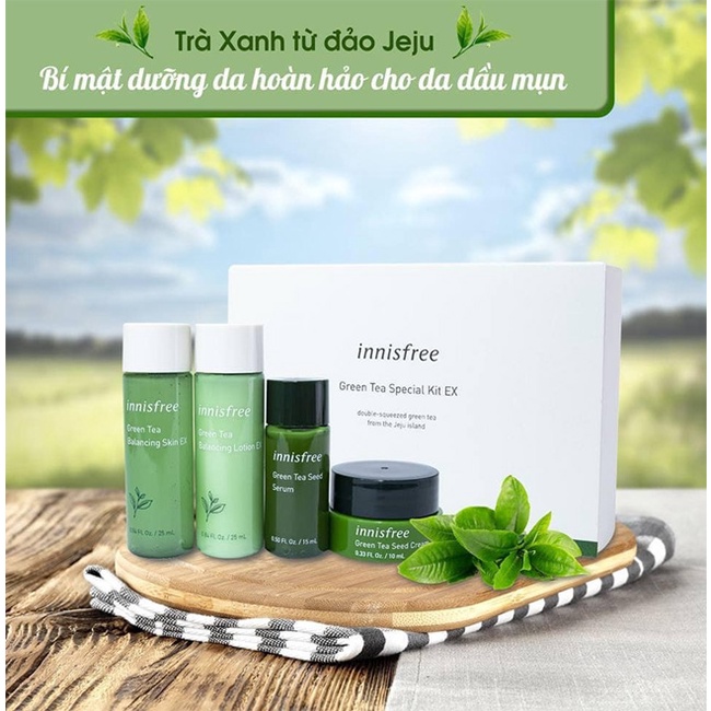 Bộ Kit Dưỡng Da Mụn Cấp Ẩm Innisfree Green Tea
