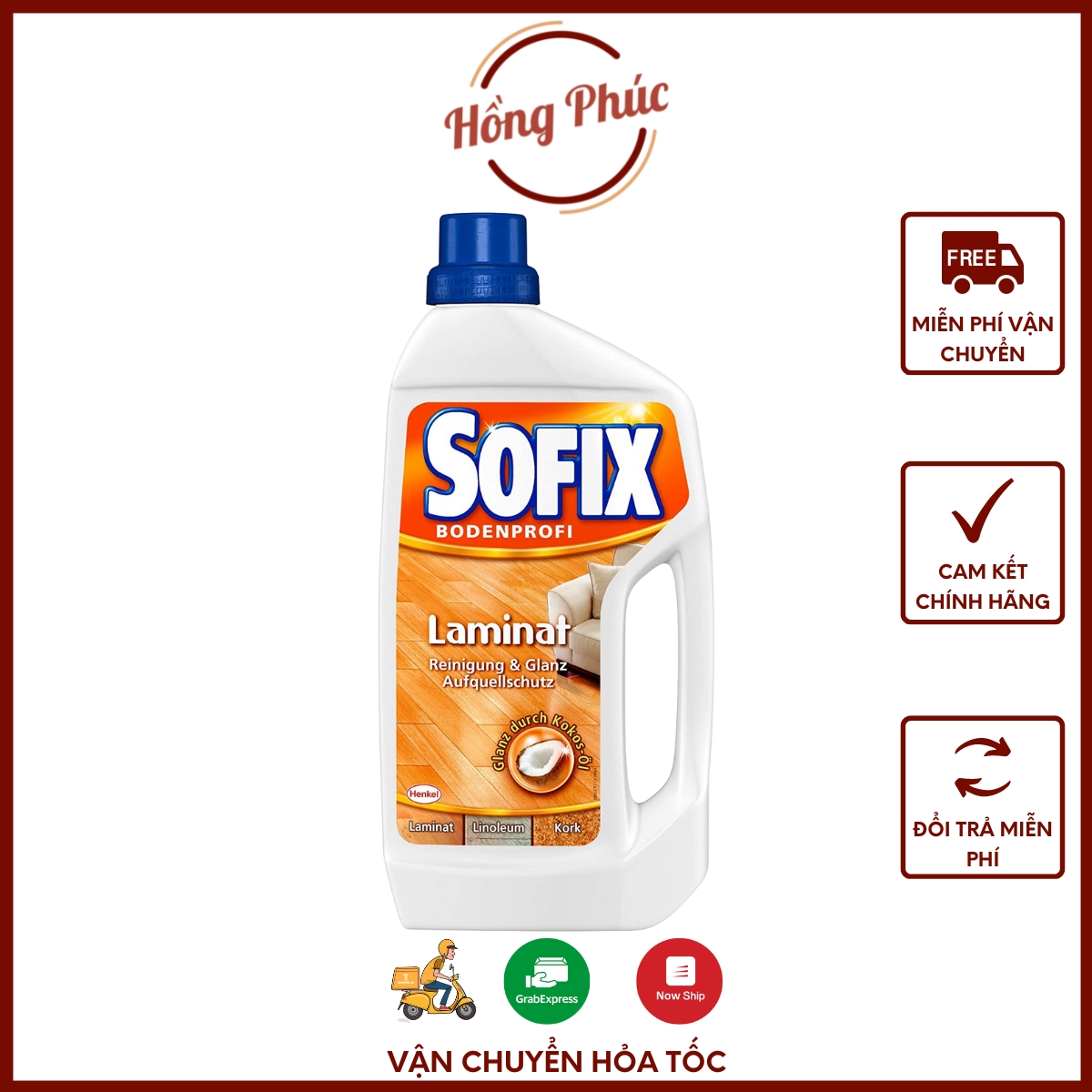 Nước lau sàn gỗ Sofix Laminat 1 lít của Đức