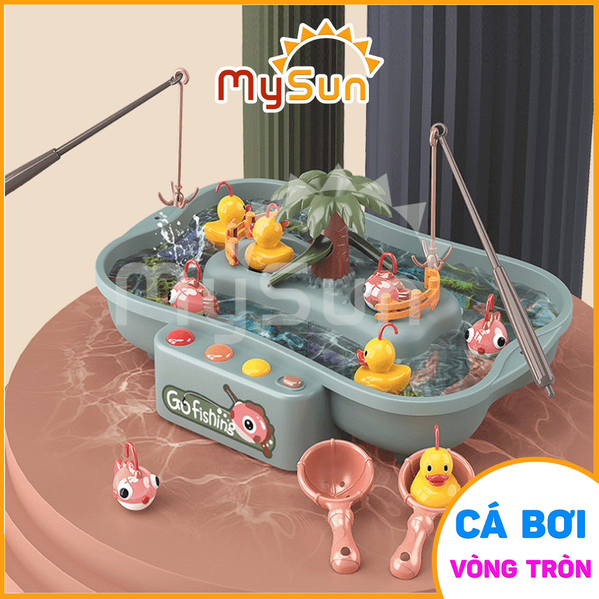 Đồ chơi bể câu cá trẻ em tháp 2 tầng cho bé có NHẠC NƯỚC cao cấp, miễn phí 3 pin AA MySun.