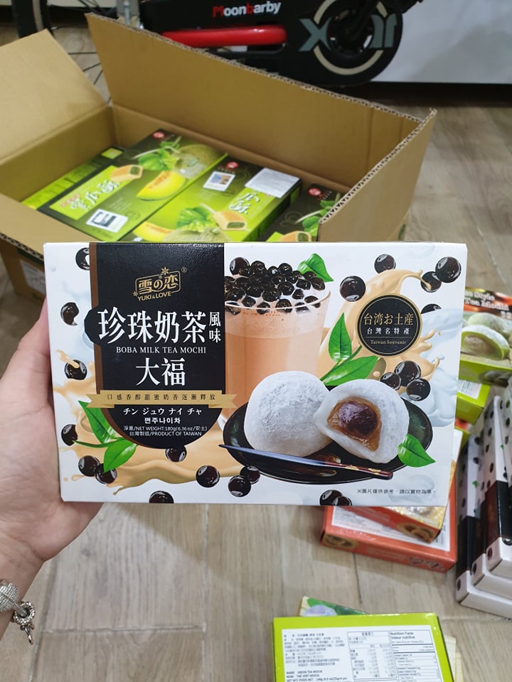 Bánh mochi vị trà sữa trân châu yuki & love boba milk tea mochi taiwan 180g