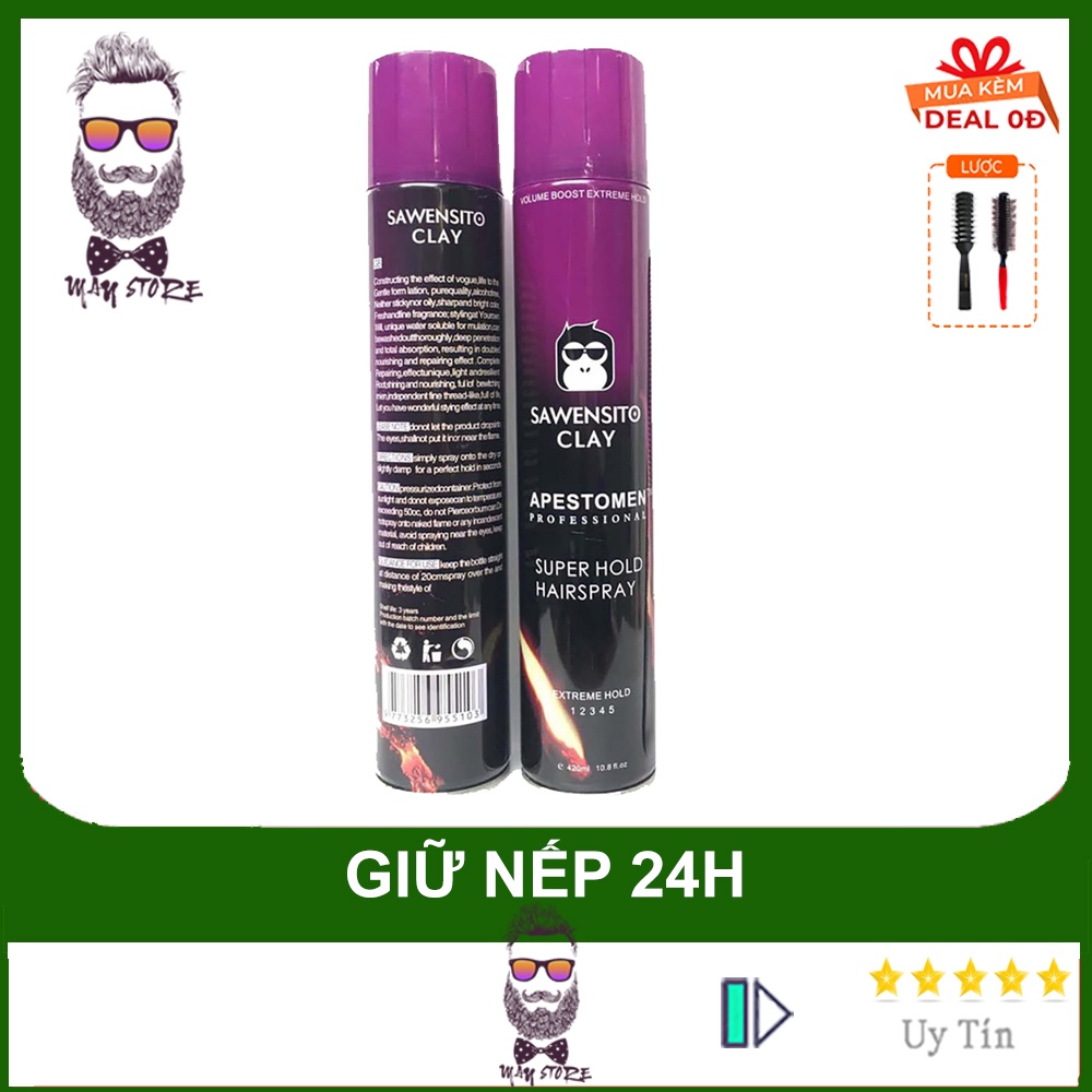 Gôm xịt tóc nam sawensito clay 420ml - keo xịt tạo kiểu tóc nam siêu giữ nếp hương thơm nhẹ nhàng