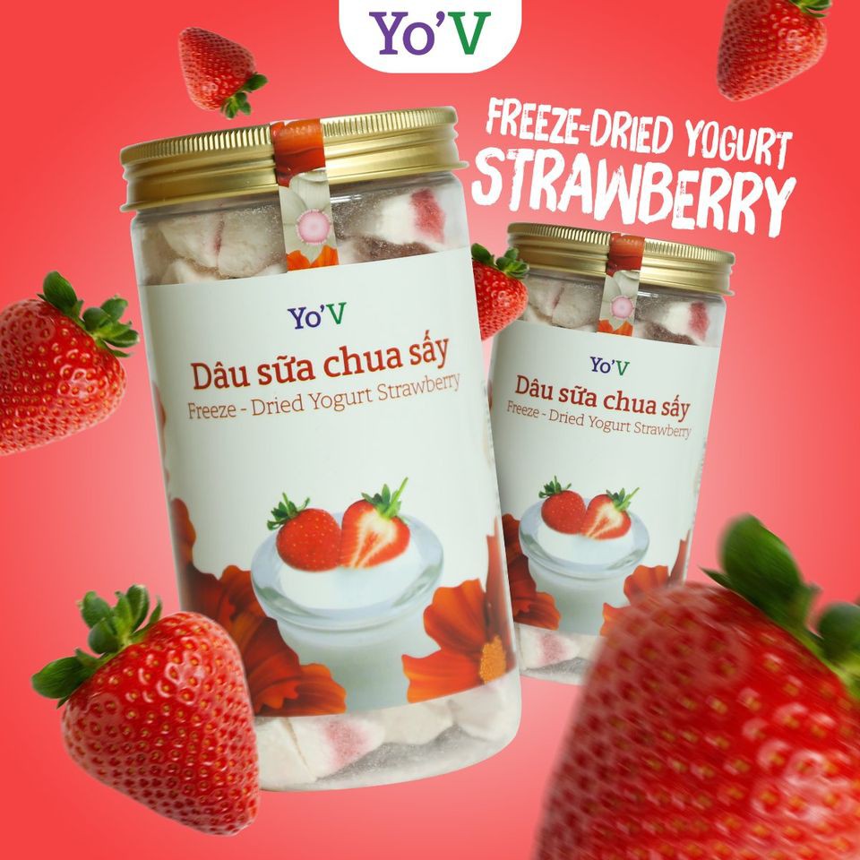 Sữa Chua Sấy Đông Khô Dâu Yo'V Vinamit  Sữa Chua Ngon Giòn Tan 