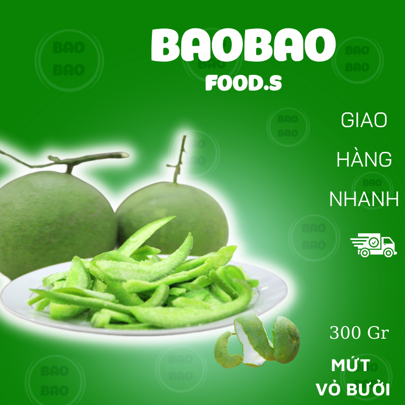Mứt vỏ bưởi - Mứt cùi bưởi dẻo,ngọt thanh , Đồ Ăn vặt Baobao