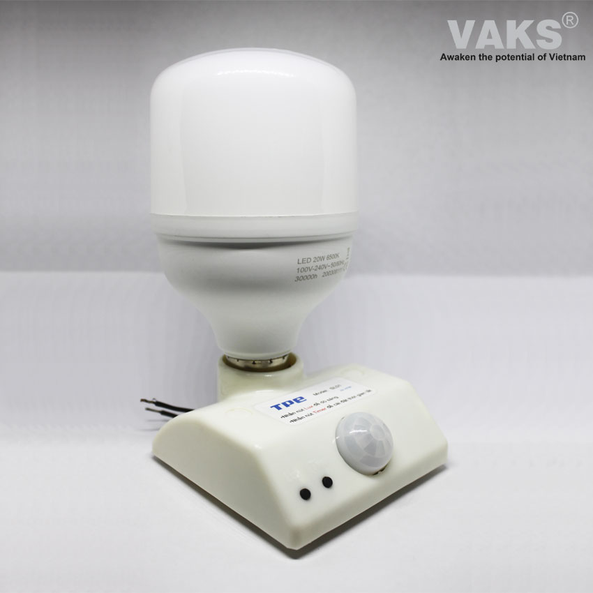 Combo đuôi đèn cảm ứng hồng ngoại sl01 + bóng đèn led đuôi vặn tròn e27 20w-220ac.