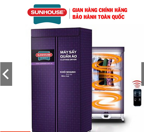 Máy sấy quần áo sunhouse shd2707, công suất 1500w, bảo hành 12 tháng