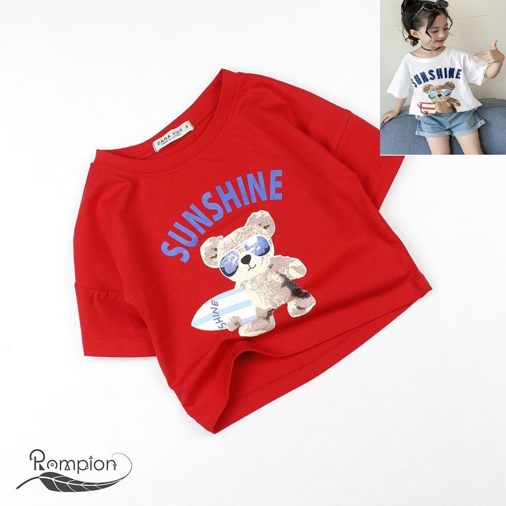 Áo thun bé gái lớn, in Sunshine gấu cực đáng yêu
