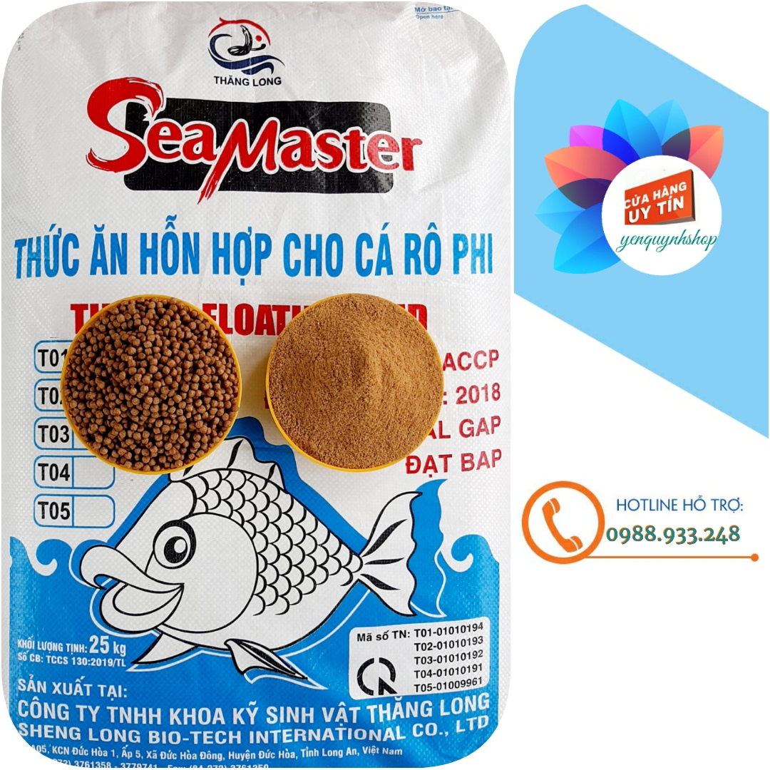 1Kg/Cám cá SeaMaster đạm 27% cho cá Rô phi, Chép, trắm và làm Mồi câu