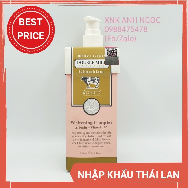 Kem dưỡng thể Thái Lan Double Milk Triple White Body Lotion 250ml-Kem dưỡng thể trắng da chính hãng