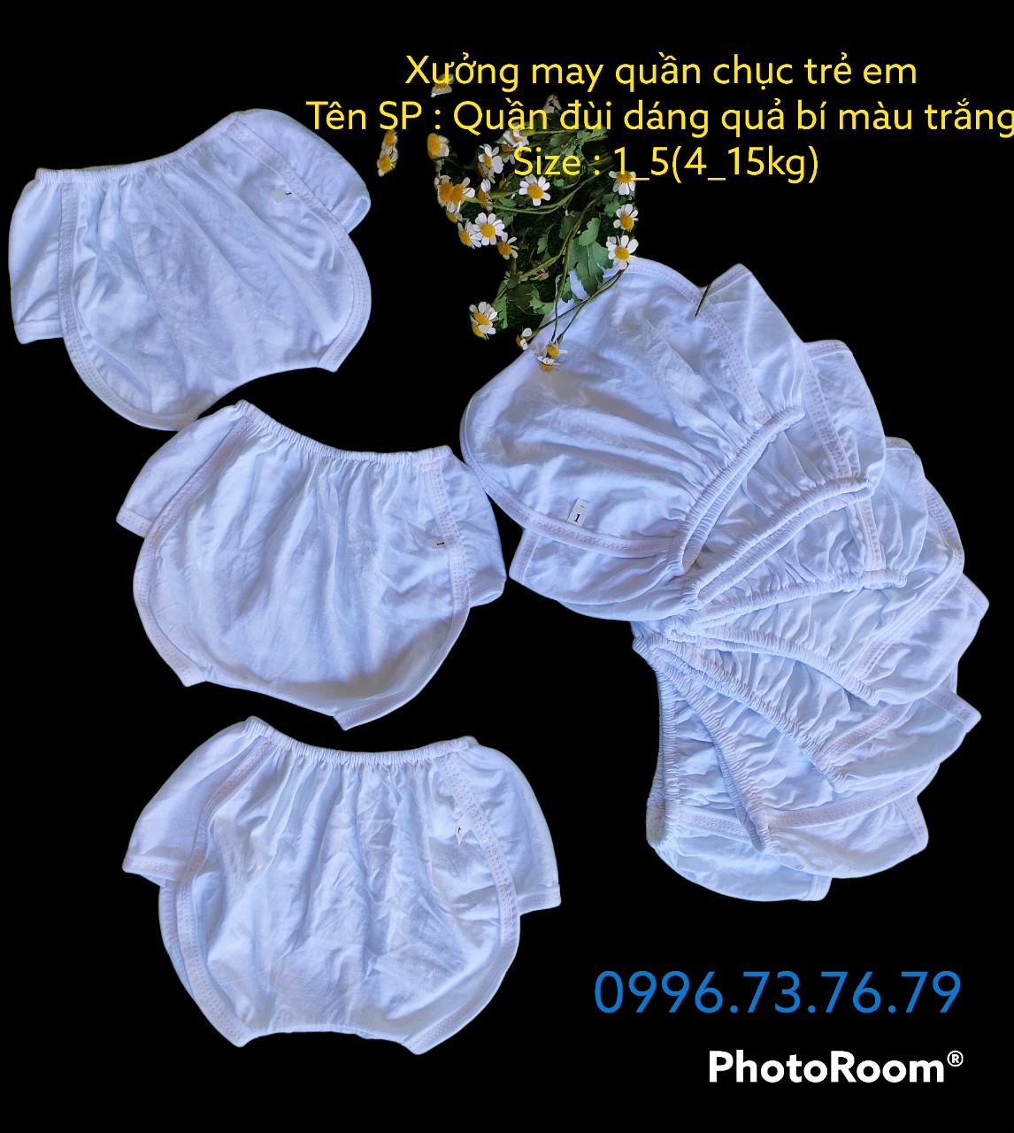 Set 10 quần đùi trắng cho bé trai bé gái