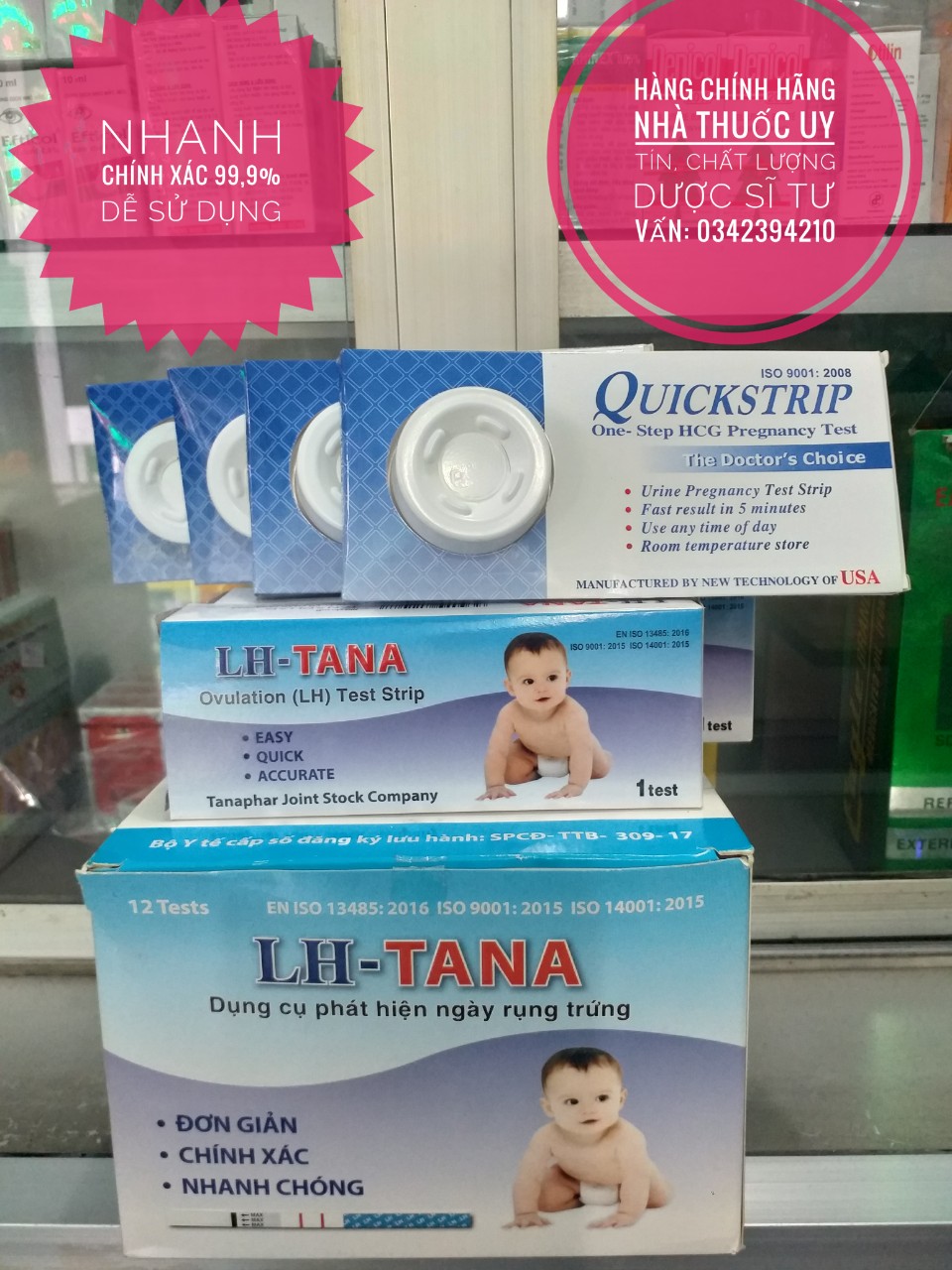 Bộ 12 que thử rụng trứng LH - Tana + 1 que thử thử thai Quicktrip