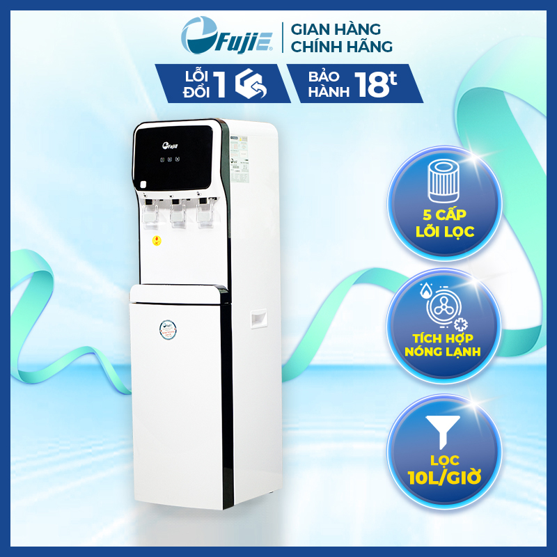 Máy lọc nước tinh khiết RO Fujie WPD5300C tích hợp làm nóng lạnh cao cấp, có khóa vòi nóng an toàn bảo hành 18 tháng