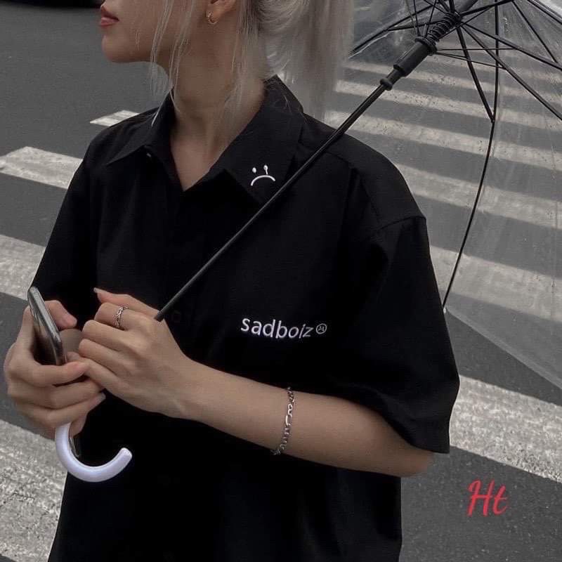 Áo phông có cổ , áo polo mặt buồn saboiz unisex form rộng