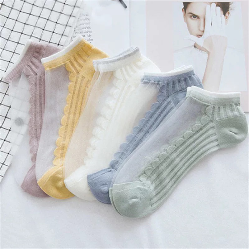 Set 5 đôi tất vớ ren lưới viền ren hot trend - kireicos
