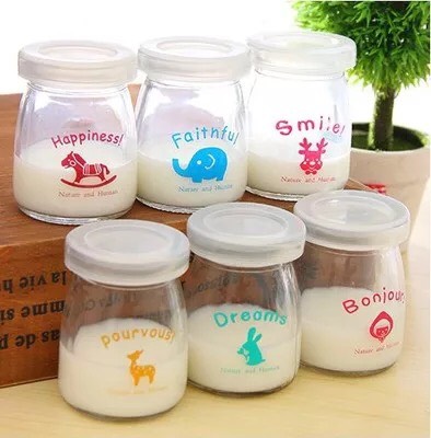 [HCM]Set 12 hủ thủy tinh đựng sữa chua 100ML hoạt hình dễ thương - hủ ủ sữa cho bé