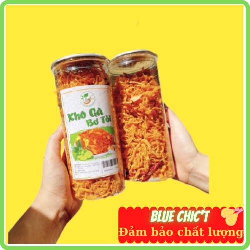 KHÔ GÀ BƠ TỎI Lon Pet 300gr BLUECHI'T