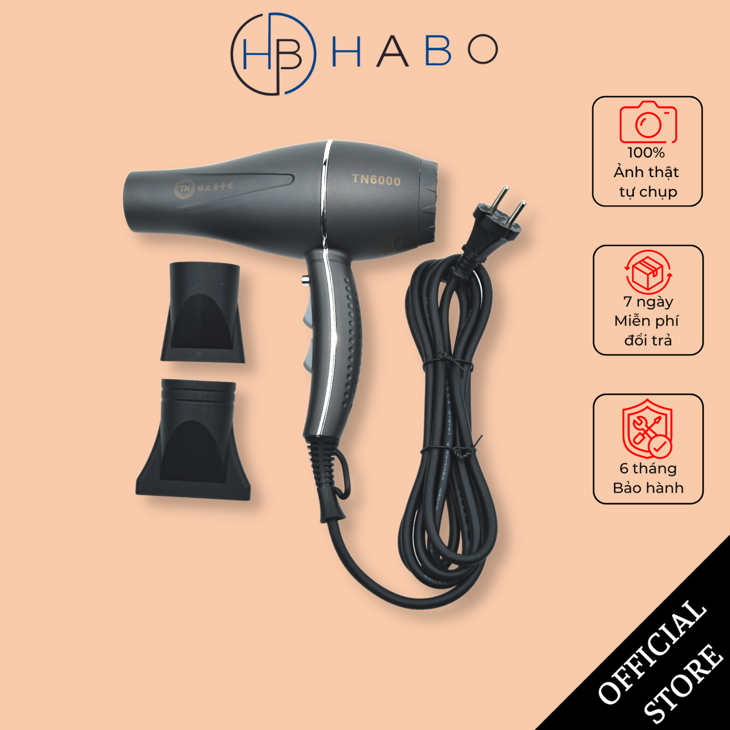 Máy sấy tóc công suất lớn 3000W TN6000 2 chiều nóng lạnh chuyên dùng cho salon, spa