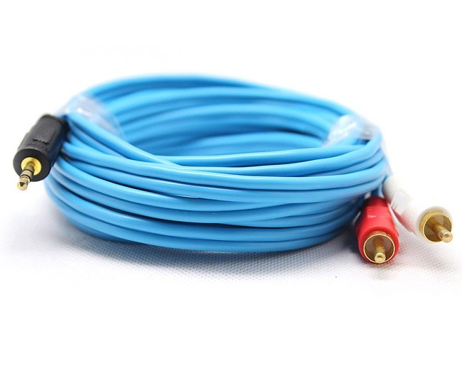 Cáp âm thanh dây loa jack 3.5 ra 2 bông sen av 10mét dtech dt-6214 - av 10mét dtech dt-6214
