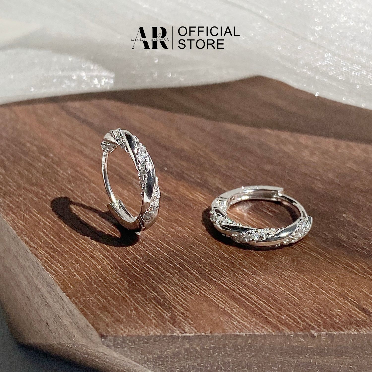 Bông tai nữ bạc 925 Khuyên tai khoen tròn Hola-Aura Silver-KT62