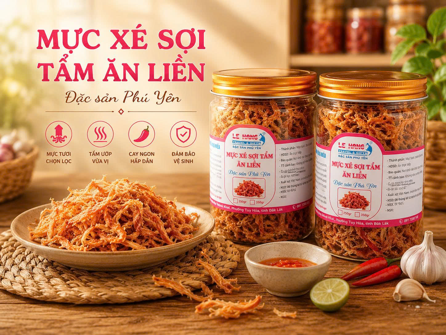 MỰC XÉ SỢI TẨM ĂN LIỀN – ĂN VẶT TIỆN LỢI - ĐẶC SẢN PHÚ YÊN