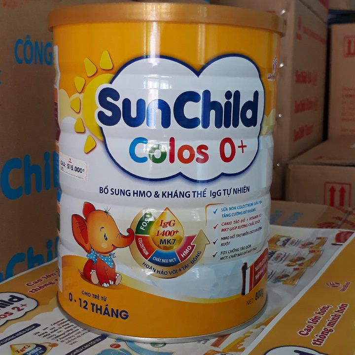 Sữa bột dinh dưỡng SUNCHILD COLOS 0+ ( BỔ SUNG SỮA NON , IgG 1400+ lon 800gr dành cho bé từ 0- 12 tháng)