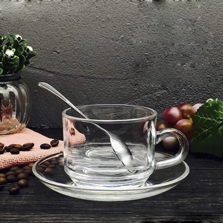 Bộ 2 tách cà phê uni 200ml , có quai, chất liệu thủy tinh