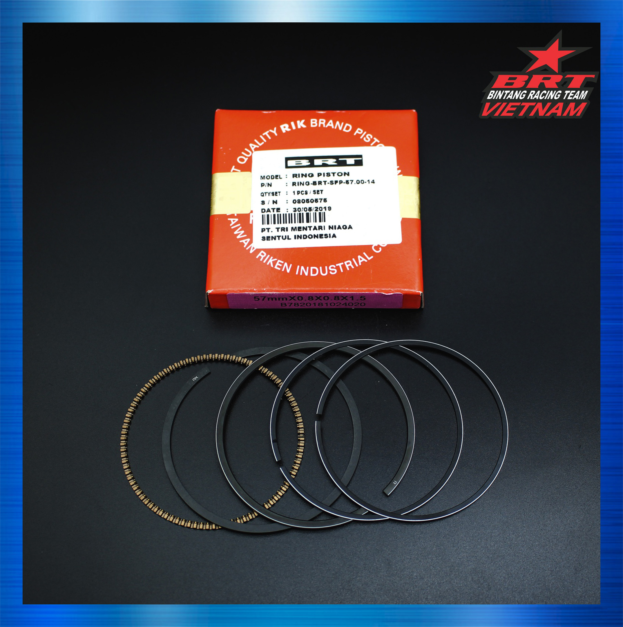 Xéc-măng (Bạc) Rik Piston BRT 57.28mm ắc 14 - Hàng chính hãng