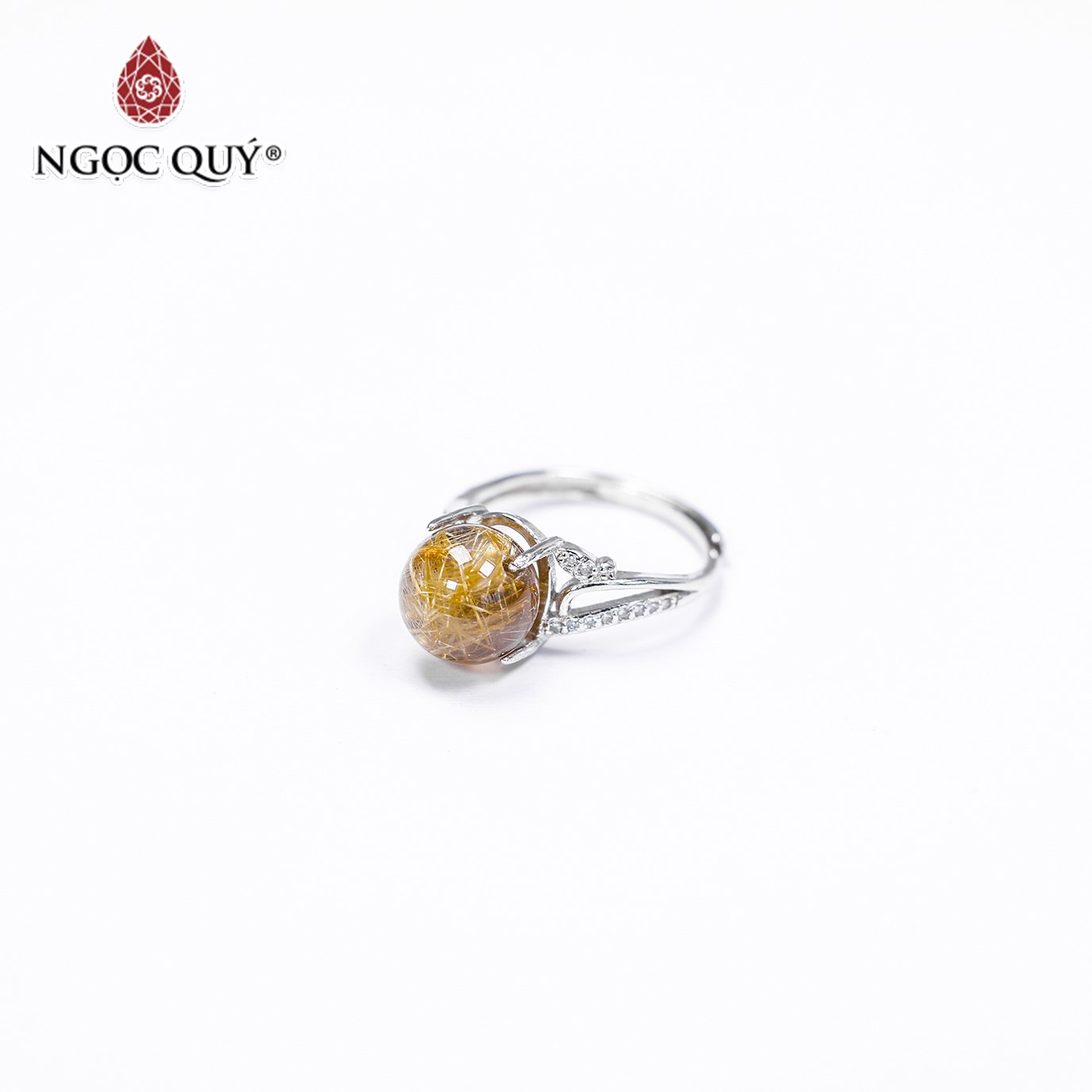 Nhẫn bạc đá thạch anh tóc vàng mệnh thủy, kim - Ngọc Quý Gemstones