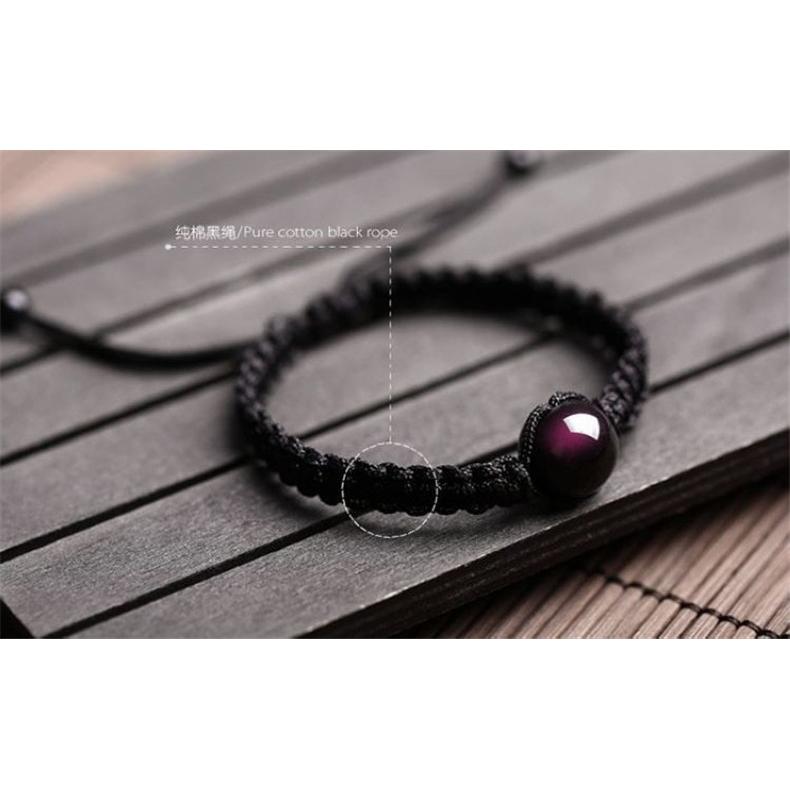 Vòng Tay May Mắn Hạt Đá Phong Thủy Đá Núi Lửa Obsidian màu ngẫu nhiên