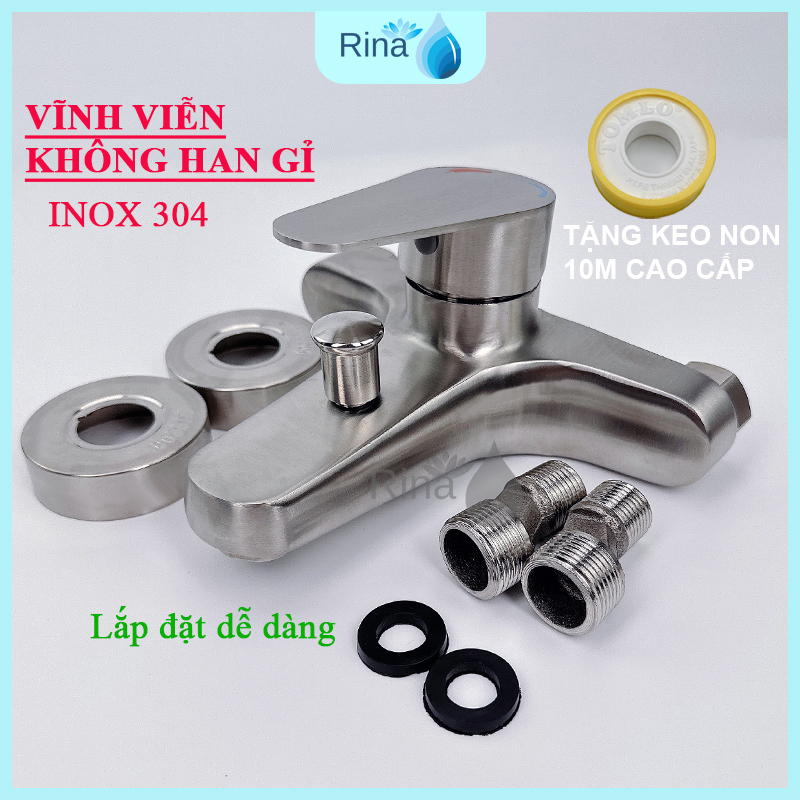 Bộ Vòi Củ Vòi Sen Tắm Nóng Lạnh Inox SuS 304 Cao Cấp Rina RN3010 Đủ Bộ Vòi Sen Tắm Và Tay Sen Inox Cao Cấp Củ Sen Tắm Nóng Lạnh SuS304