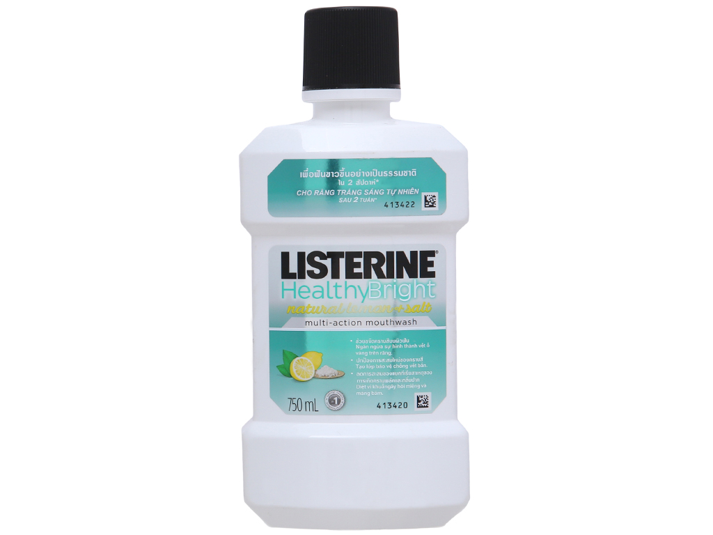 Nước súc miệng răng trắng sáng Listerine tinh chất chanh và muối 750ml