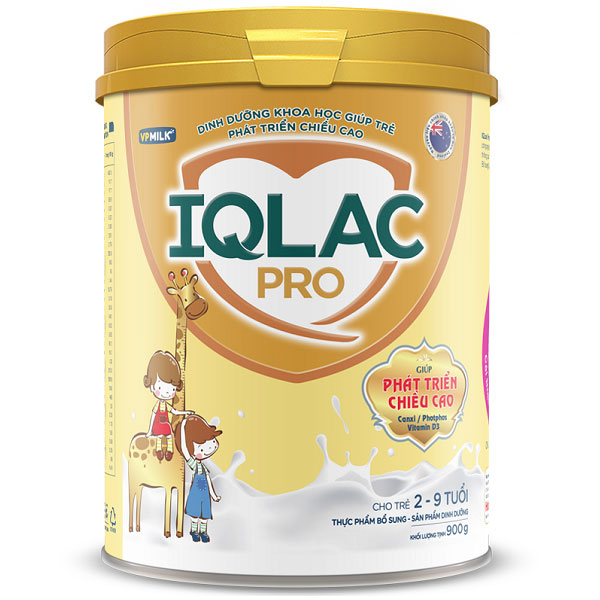 Có sẵn Chính hãng Sữa IQlac Pro Phát triển chiều cao lon 900g cho trẻ 2-9