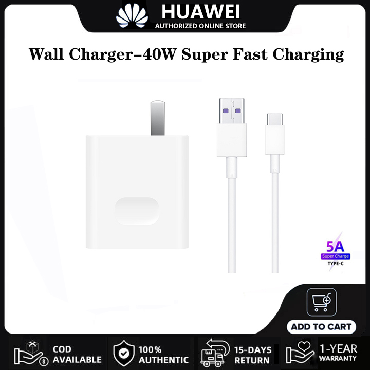 Huawei Charger 40W Super Charging Adapter Original 5A Type C Cable for Mate 70 60 50 40 Pro P60 P50 P40 Pro