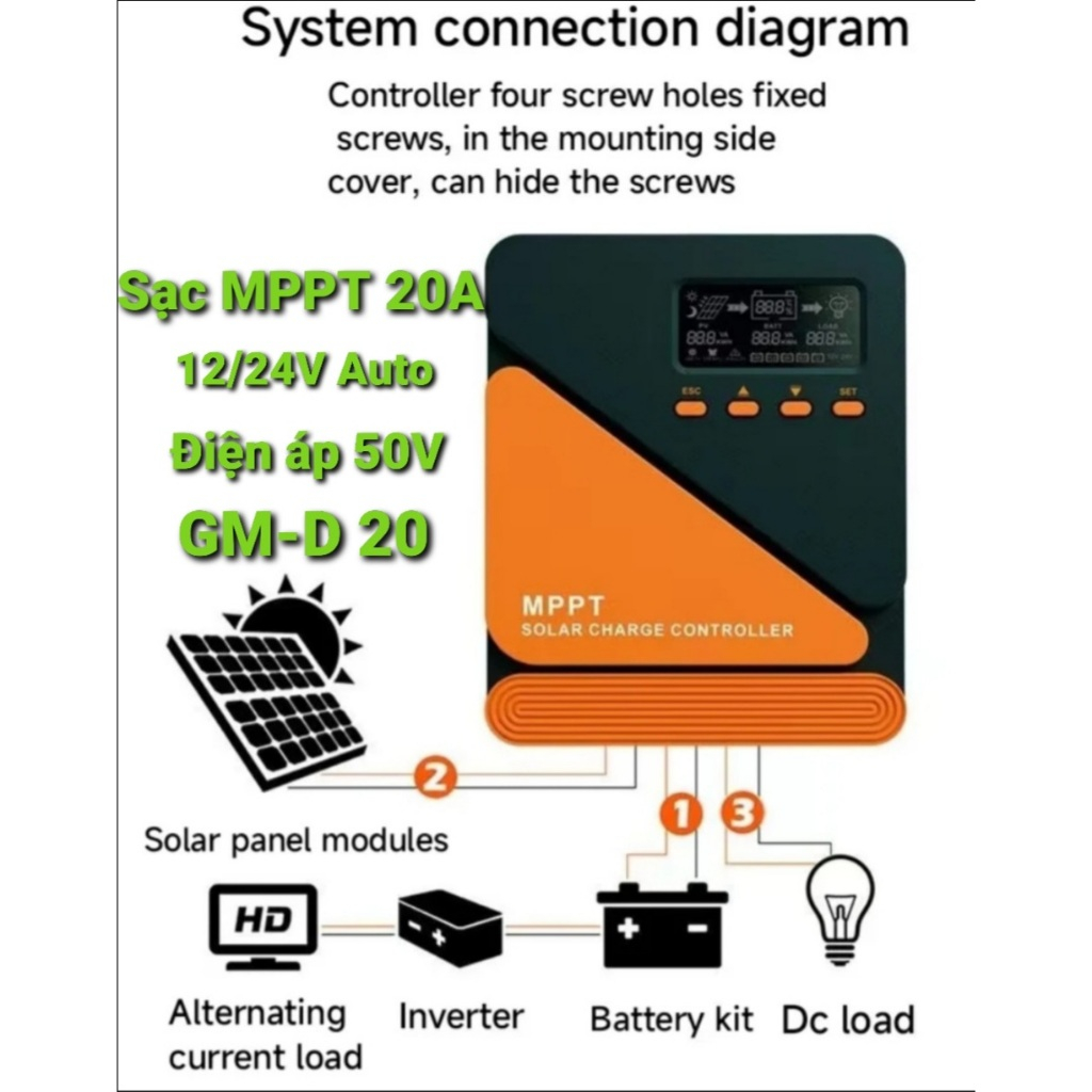 Điều Khiển Sạc MPPT 20A - GM-D20