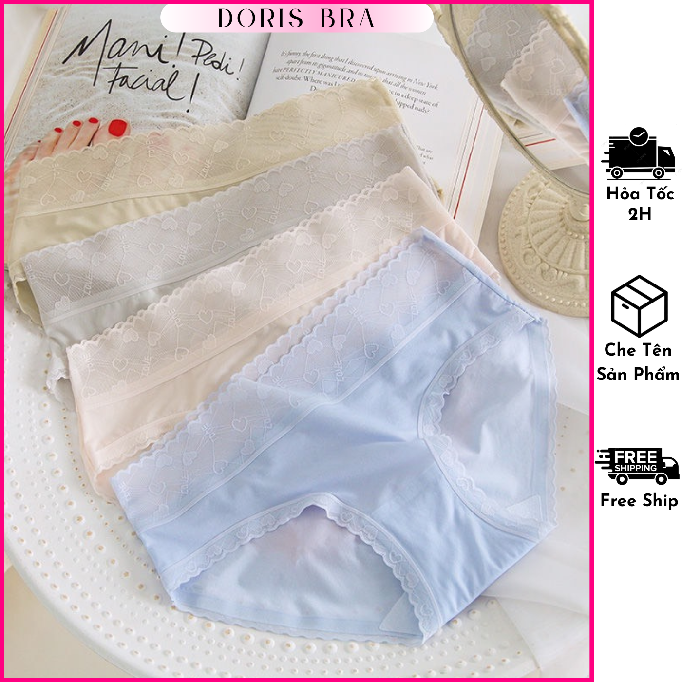 Combo 1 Quần - 2 Quần - 5 Quần lót nữ Doris.fashion cotton lụa viền ren mềm siêu nhẹ co giãn 4 chiều sexy