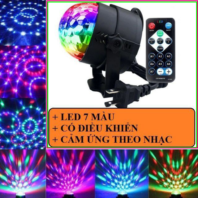 Đèn led xoay 7 màu vũ trường nháy chớp theo nhạc bay phòng sân khấu cảm ứng nhạc ,  đèn chớp 7 màu, đèn trang trí, đèn Led karaoke, đèn Led vũ trường,Đèn laser ánh sáng laze cảm biến âm thanh
