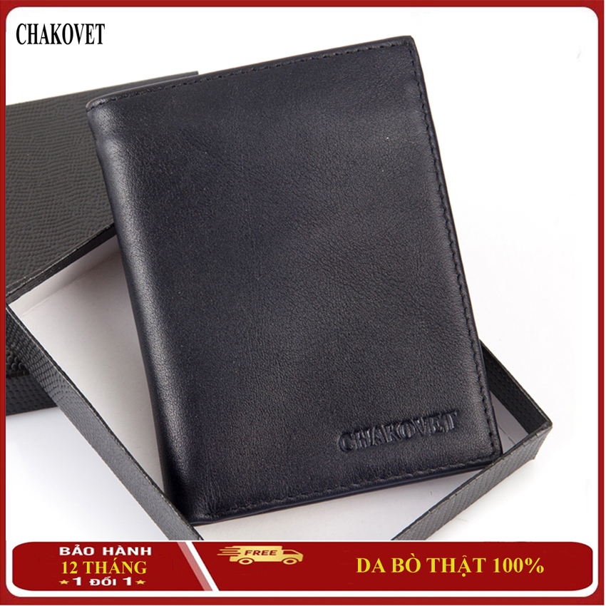 Ví nam da thật Chakovet, CKV.223 Bóp Nam da bò dáng đứng đựng tiền, thẻ ATM giấy tờ xe, Kiểu ví nam nhiều ngăn có khóa kéo phong cách thời trang nam hiện đại bền đẹp sang trọng (màu Nâu Đen)