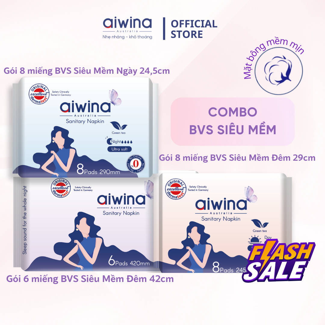 Aiwina 3-Pack sanitary napkins super soft and thin enough night care