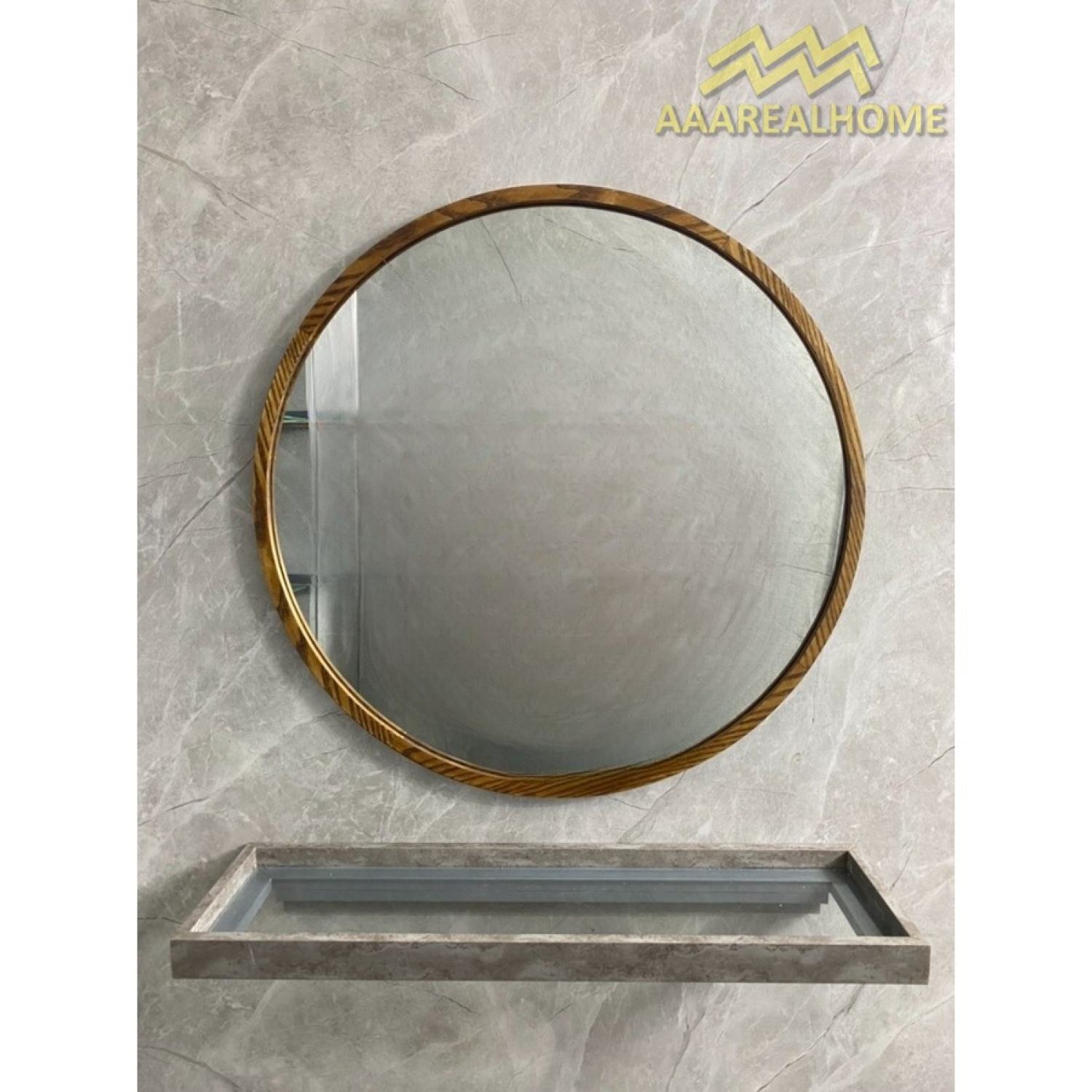 70x70cm Gương tròn treo tường AAArealhome TGT Gương tròn treo tường khung gỗ Gương trang điểm Gương nhà tắm
