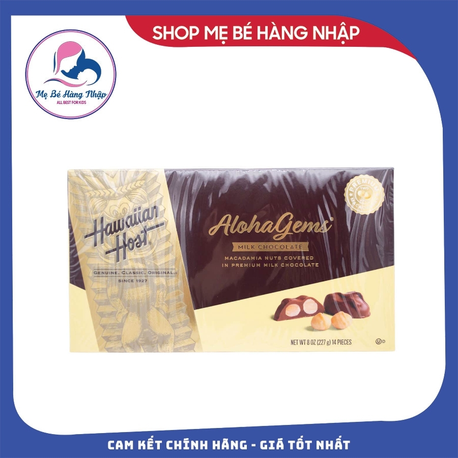 Socola nhân Mắc ca Hawaiian Host Aloha Gems Macadamia Milk Chocolate 681gam